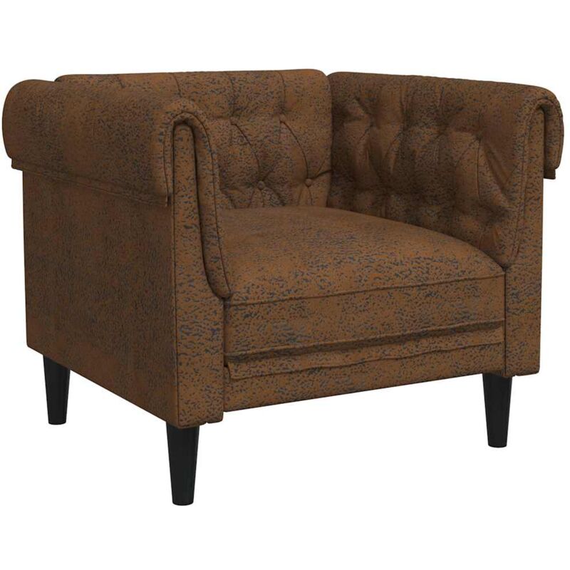 Vidaxl - Fauteuil Chesterfield marron tissu