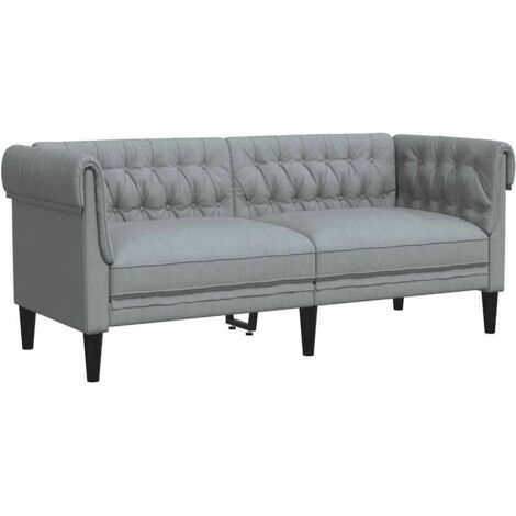 Canapé Chesterfield 2 places,Sofa pour Salon,Banquette gris clair tissu CFW362228
