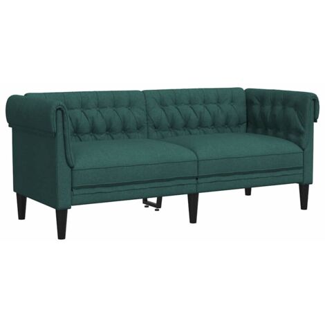 Canapé Chesterfield 2 places，Sofa pour Salon，Banquette vert foncé tissu CFW541574