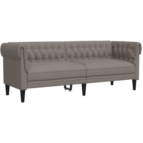 Canapé Chesterfield 3 places，Sofa pour Salon，Banquette taupe tissu CFW969403
