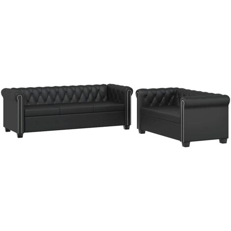 Canapé Chesterfield à 2 places,Banquette Sofa pour Salon et à 3 places,Banquette Sofa pour Salon noir MEMV678066