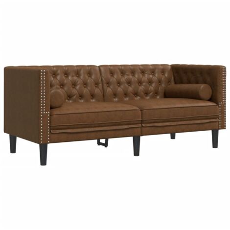 Canapé Chesterfield avec traversins 2 places，Sofa pour Salon，Banquette similicuir daim CFW563214