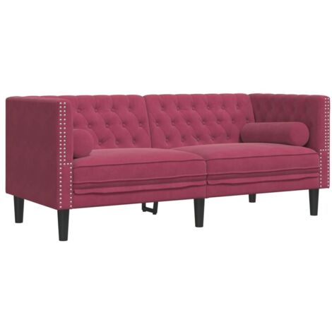 Canapé Chesterfield avec traversins 2 places，Sofa pour Salon，Banquette velours CFW634171