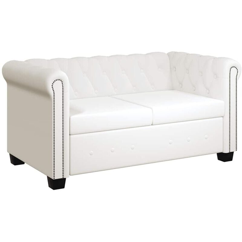 Vidaxl - Canapé Chesterfield à 2 places cuir synthétique blanc