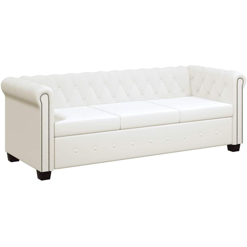 Vidaxl - Canapé Chesterfield à 3 places cuir synthétique blanc