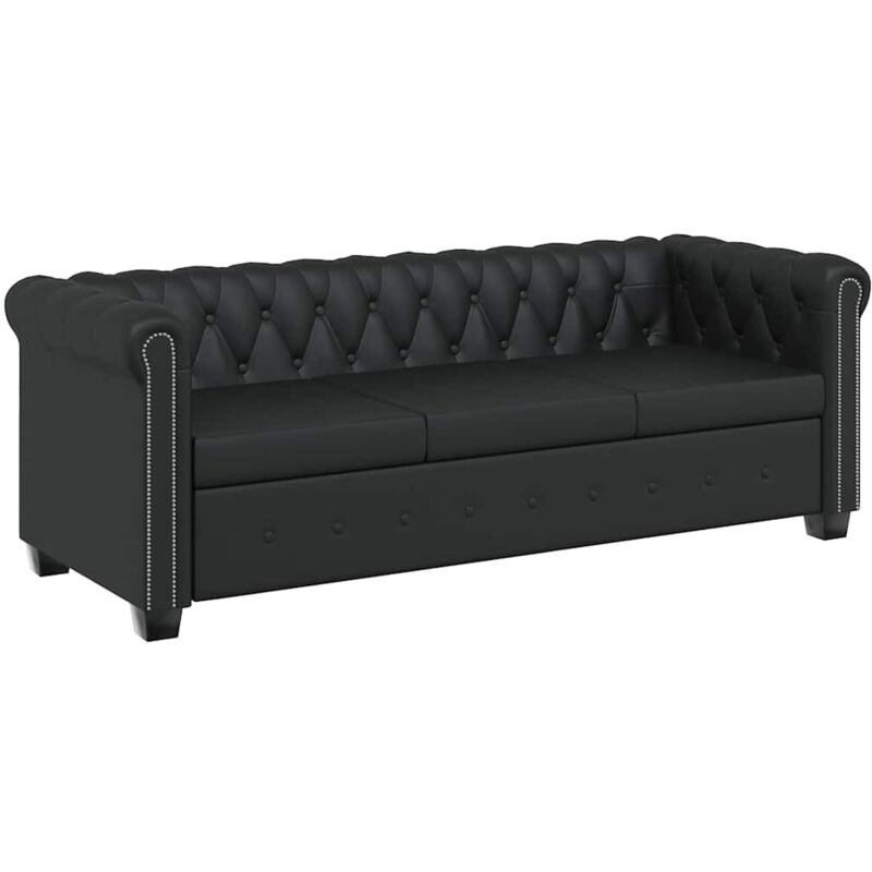 Vidaxl - Canapé Chesterfield à 3 places cuir synthétique noir