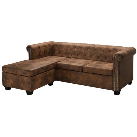 vidaXL Canapé Chesterfield Forme L Cuir Synthétique Multicolore Multi Modèle