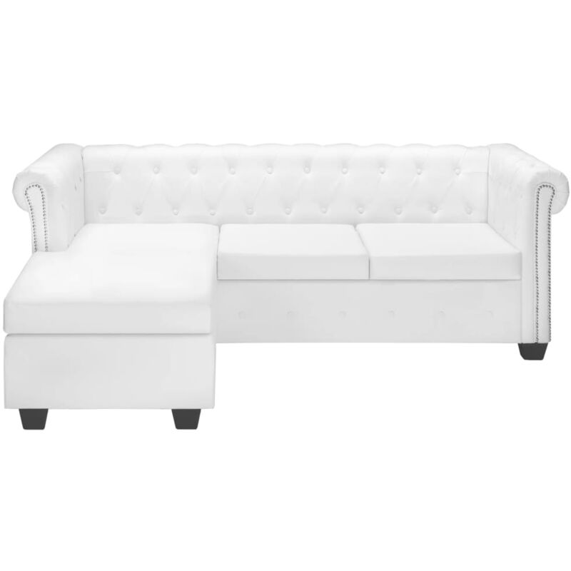 Vidaxl - Canapé Chesterfield en forme de l cuir synthétique blanc