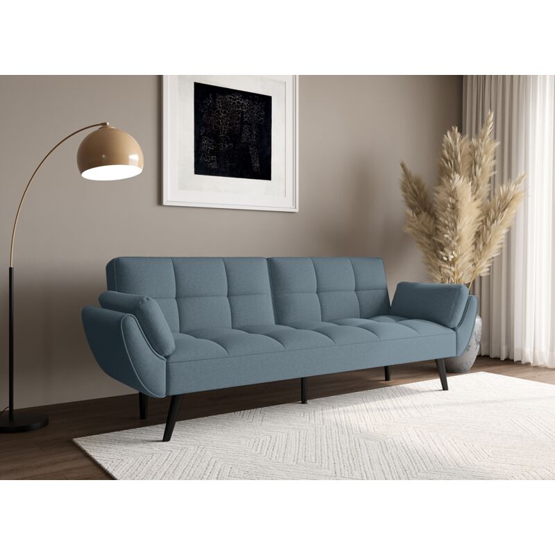 Deco In Paris - nara - Canapé clic clac 3 places en tissu bleu aqua nara