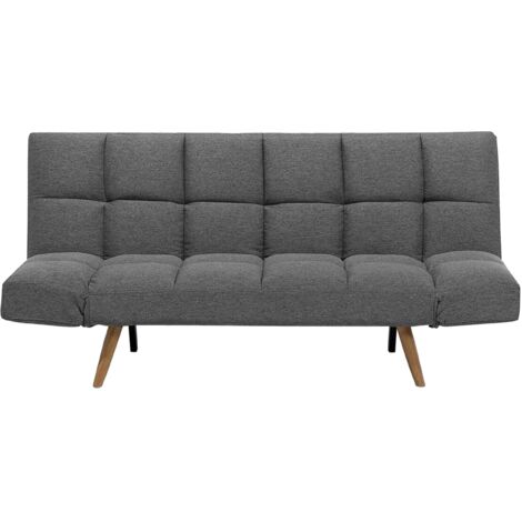Canapé Clic-Clac 3 Places en Tissu Gris Foncé avec Fonction Couchage Confortable pour Salon Scandinave Moderne Beliani