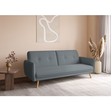 Canapé clic clac en tissu gris foncé avec pieds en bois NATAL
