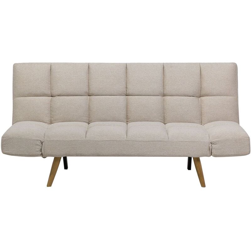 Canapé Clic-Clac 3 Places en Tissu Beige avec Fonction Couchage Confortable pour Salon Scandinave Moderne Beliani