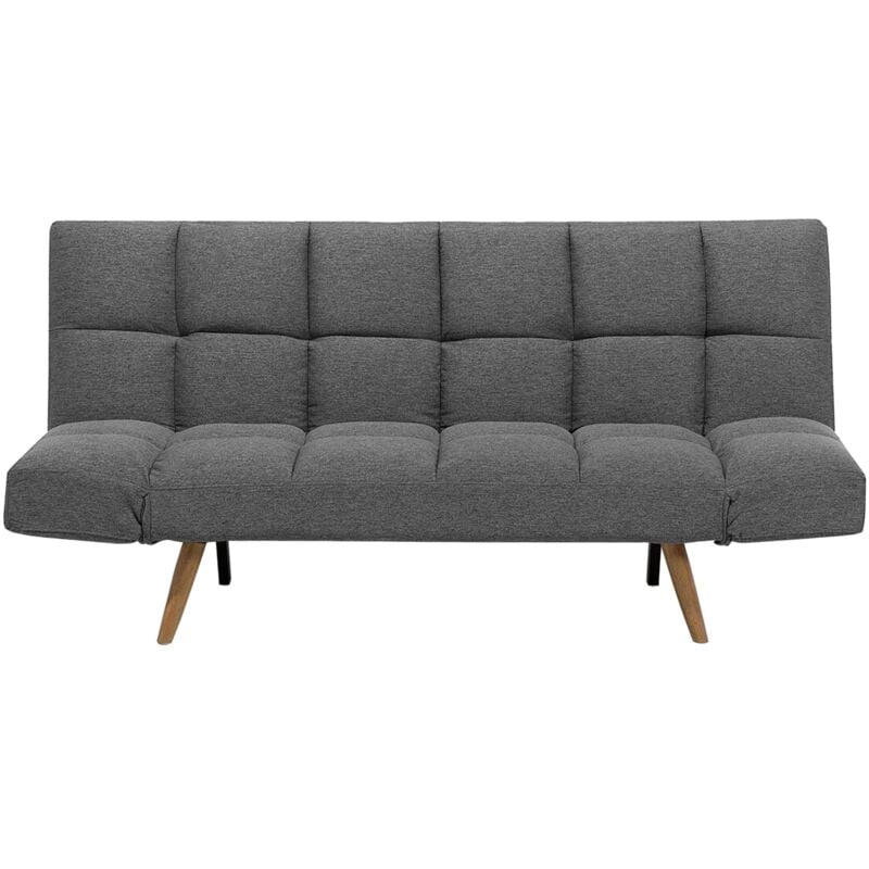 Beliani - Canapé Clic-Clac 3 Places en Tissu Gris Foncé avec Fonction Couchage Confortable pour Salon Scandinave Moderne