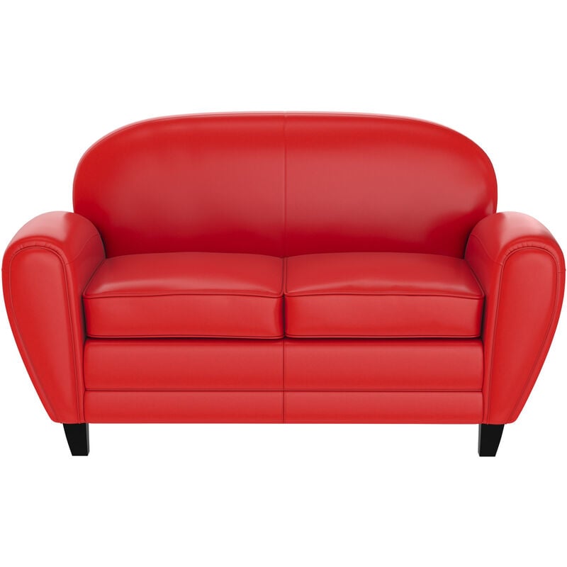 Canapé droit 2 places Rouge Cuir Design Confort Promotion