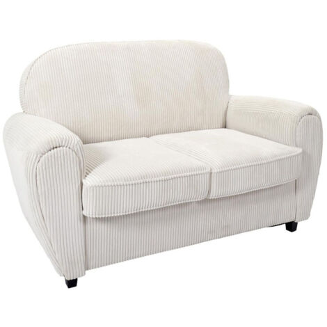 Canapé Club 2 Places Côtelé "Scott" 137cm Beige