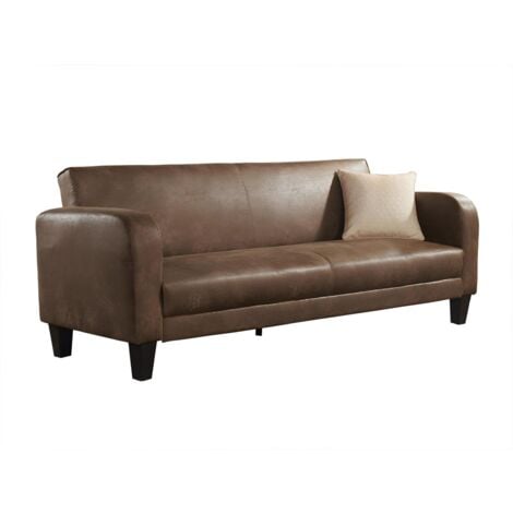 Canapé club 3 places convertible INICIO en microfibre aspect cuir vieilli