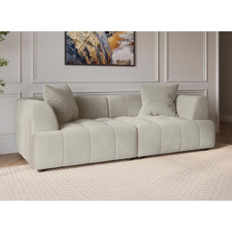 Deco In Paris - kelia - Canapé 3 places en velours beige kelia