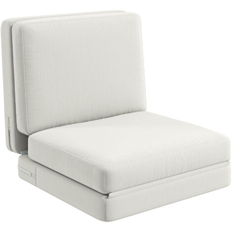 Canapé convertible 1 place, fauteuil lounge, canapé-lit en velours pour invités, salon, 75 x 268 x 18 cm, crème