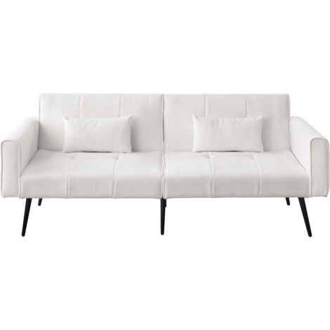 Canapé convertible 172cm transformable en lit, canapé-lit compact pour petit espace salon ou studio, canapé droit design moderne, tissu, beige