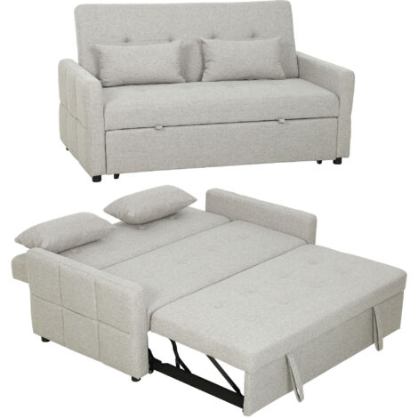 Canapé convertible 2 places 3 en 1 canapé lit clic clac lit gigogne dossier réglable 158 x 85 x 85 cm marron clair