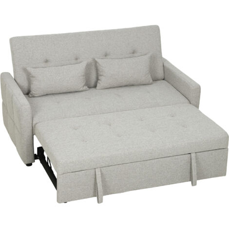 Canapé convertible 2 places 3-en-1, clic-clac avec lit gigogne, dossier ajustable, 158x85x85cm, beige