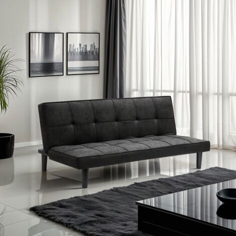 Canapé convertible 2 Places clic-clac en tissu design salon Giada Dark