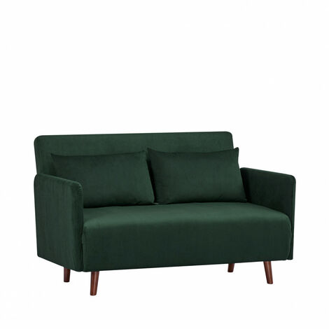 Canapé convertible 2 places en velours côtelé L120cm - Vert foncé - BELUSHI