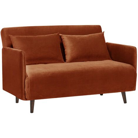 Canapé convertible 2 places en velours L120cm - Rouille - BELUSHI