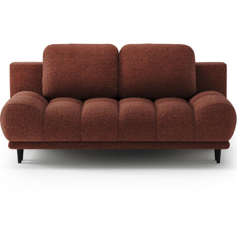 Canapé convertible 2 places NIVIO – Coffre & pieds bois noir-Terracotta