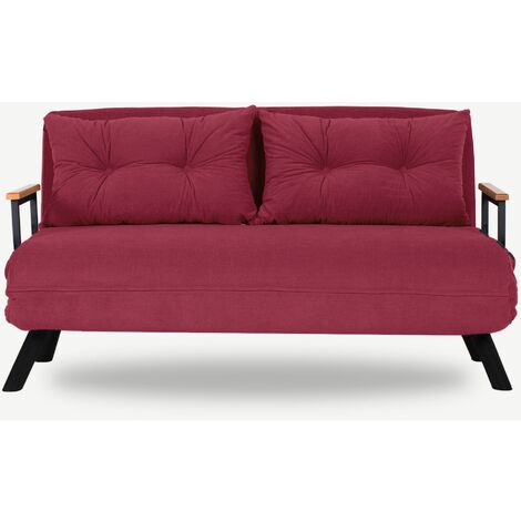 Canapé convertible 2 places tissu bordeaux Sylvano 133cm