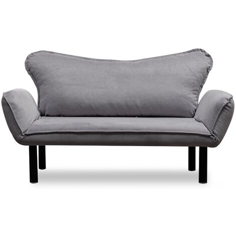 Canapé convertible 2 places tissu gris Kalos 140cm