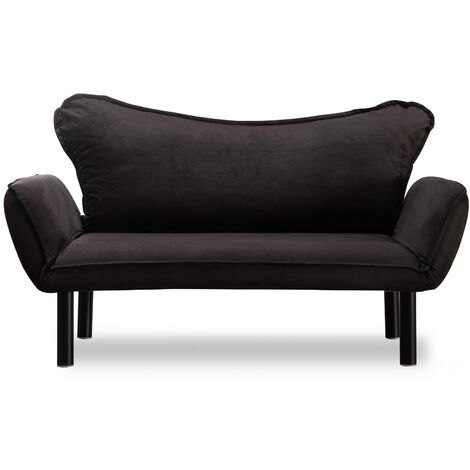 Canapé convertible 2 places tissu noir Kalos 140cm