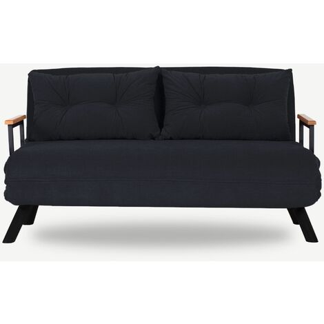 Canapé convertible 2 places tissu noir Sylvano 133cm