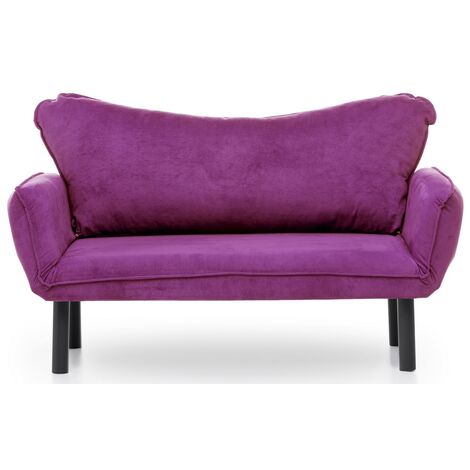 Canapé convertible 2 places tissu violet Kalos 140 cm