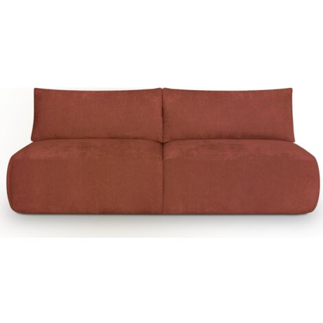 Canapé convertible 3 places avec coffre de rangement en tissu chenille terracotta - Jasper