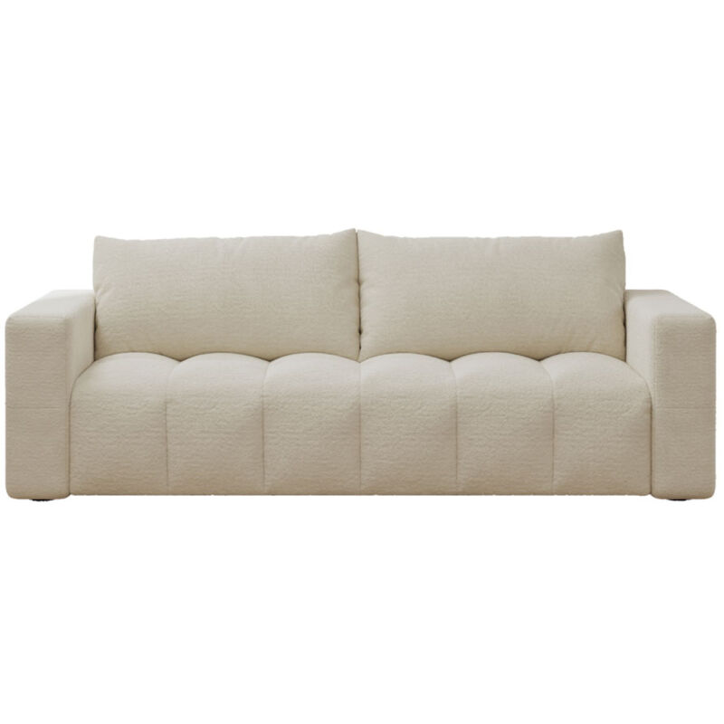 Canapé convertible 3 places avec coffre en bouclette beige CANTERBURY