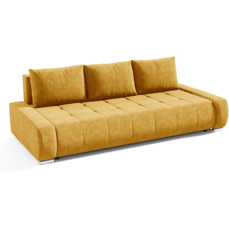 Petits-meubles - Canapé convertible 3 places avec coffre Jonas Jaune