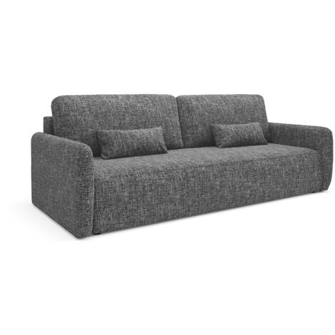 Canapé convertible 3 places avec coffre Lazare Gris foncé