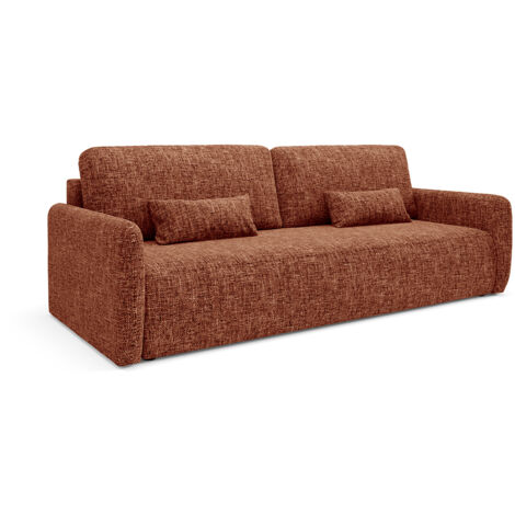 Canapé convertible 3 places avec coffre Lazare Terracotta