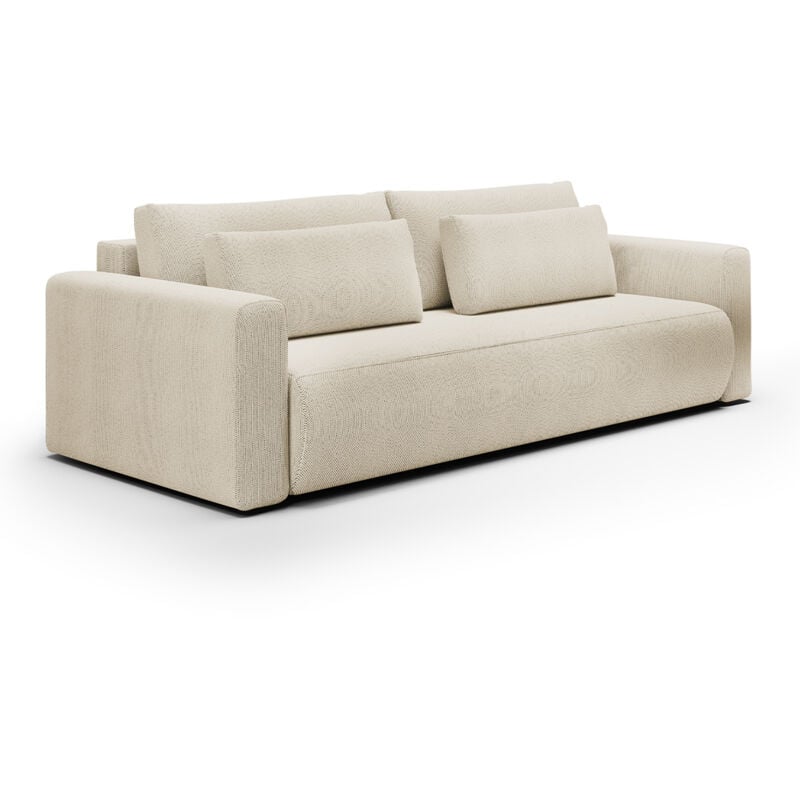 Petits-meubles - Canapé convertible 3 places coffre Evy Beige
