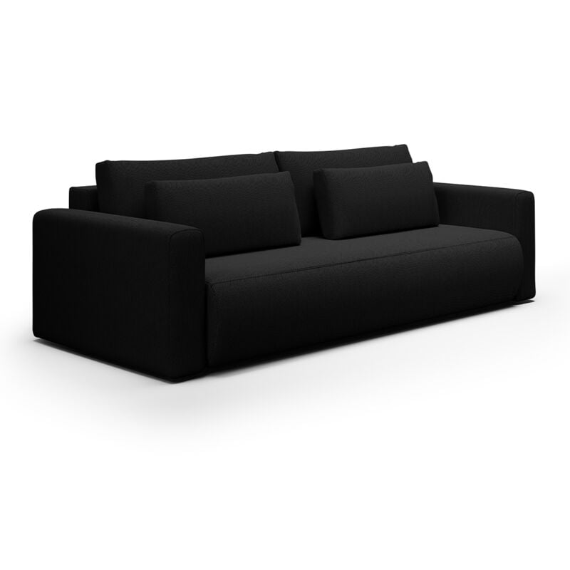 Petits-meubles - Canapé convertible 3 places coffre Evy Noir