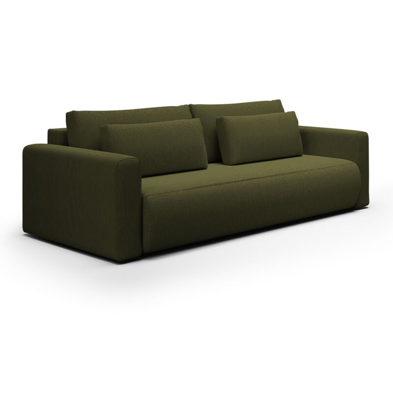 Petits-meubles - Canapé convertible 3 places coffre Evy Vert Sapin