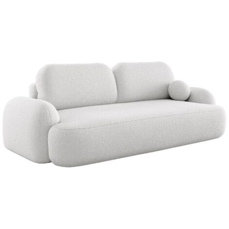 Canapé convertible 3 places en Tissu Bouclette Morizia style Japandi Gris