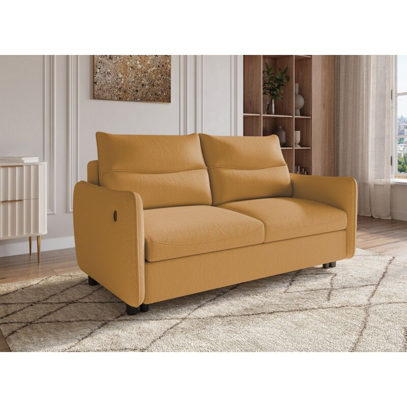 Deco In Paris - zadig - Canapé convertible 3 places en tissu jaune zadig