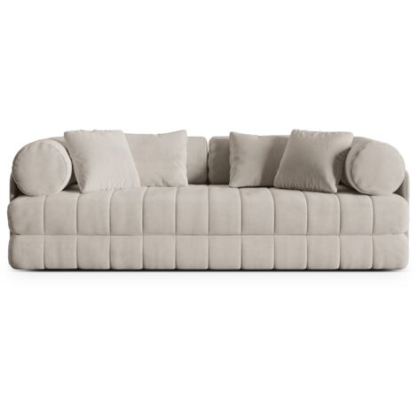 Canapé convertible 3 places en velours beige