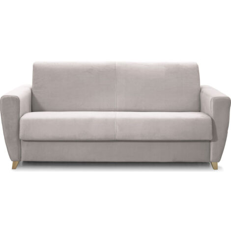 Canapé convertible 3 places en velours taupe - ouverture express - Leandro