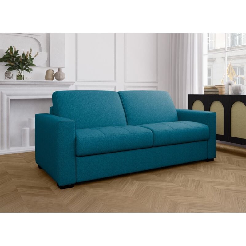 Deco In Paris - louna - Canapé convertible 3 places louna en tissu bleu pétrole ouverture express