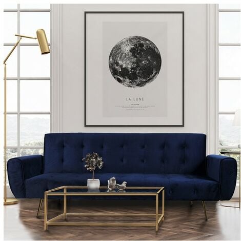 LE QUAI DES AFFAIRES Canapé convertible 3 places ODIN / Bleu/ 210x79x80 cm