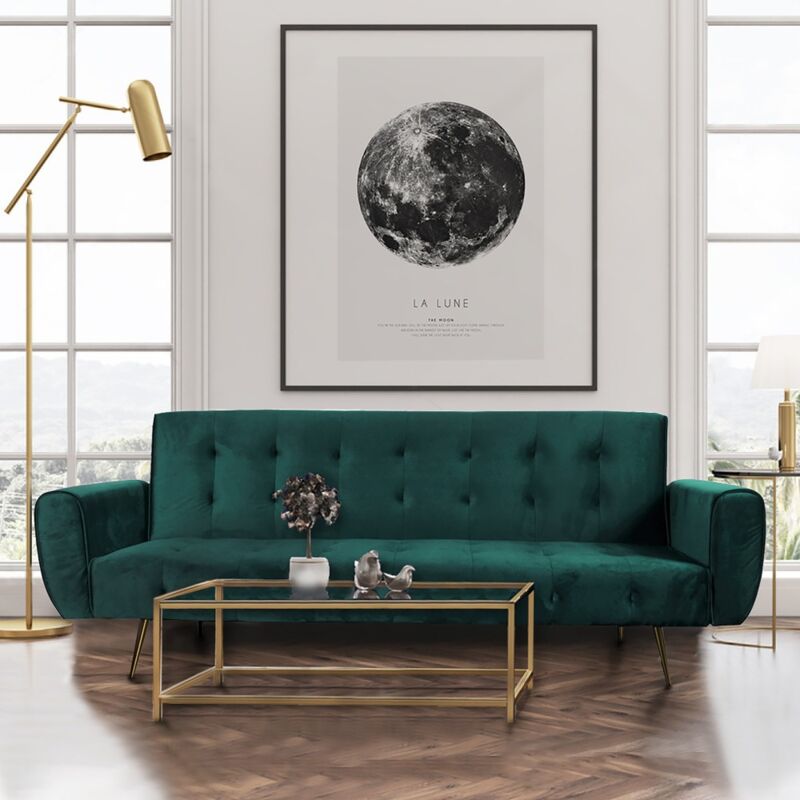 Le Quai Des Affaires - Canapé convertible 3 places odin / Vert/ 210x79x80 cm