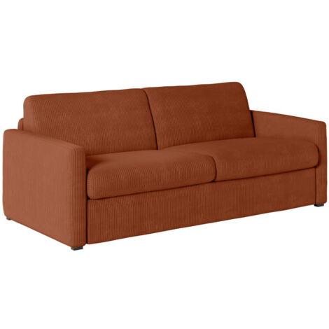 Canapé Convertible 3 Places Velours "Aly" 178cm Terracotta